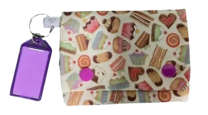 White Cupcake Folding Button Wallet Pouch
