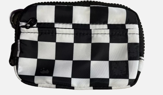 Black Checker Zippered ID Window Wallet