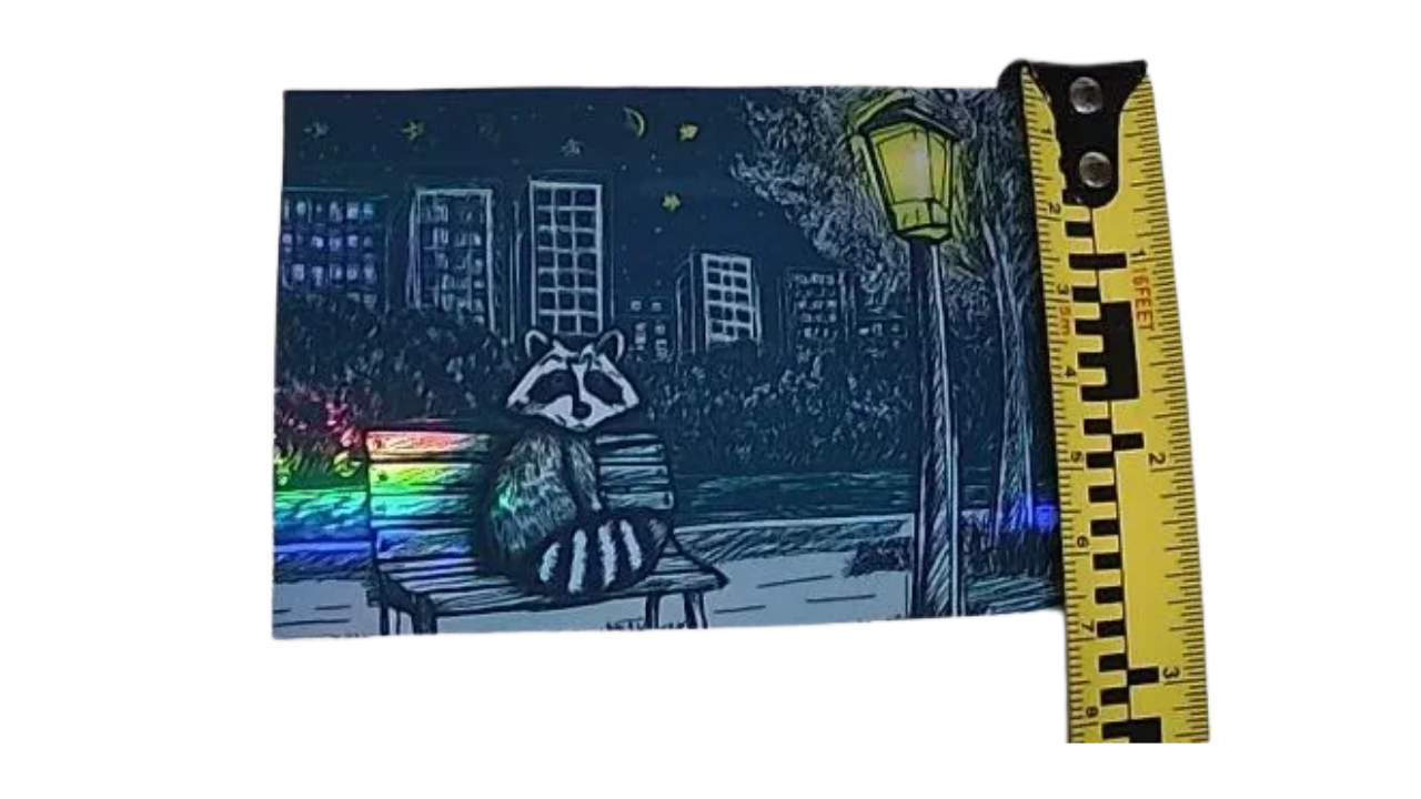 City Raccoon Thin Holographic Magnet 10 cm x 7 cm