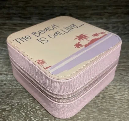 The Beach is Calling Pink Travel Jewellery Case