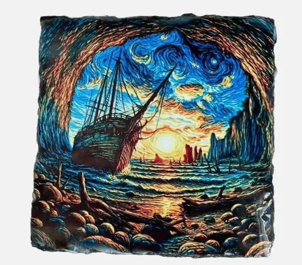 Shipwreck Slate Coasters Set of 2
