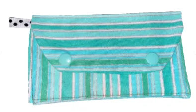 Striped Cotton Pocket Pouch Holder Small Compact with Button Closure