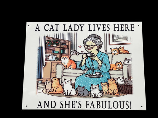 A cat lady surrounded by cats in a cozy room