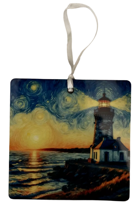 Lighthouse Wood Tag 3” x 3”