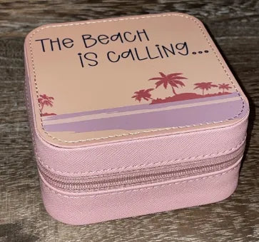 The Beach is Calling Pink Travel Jewellery Case