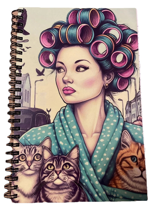 Cat lady escape spiral notebook
