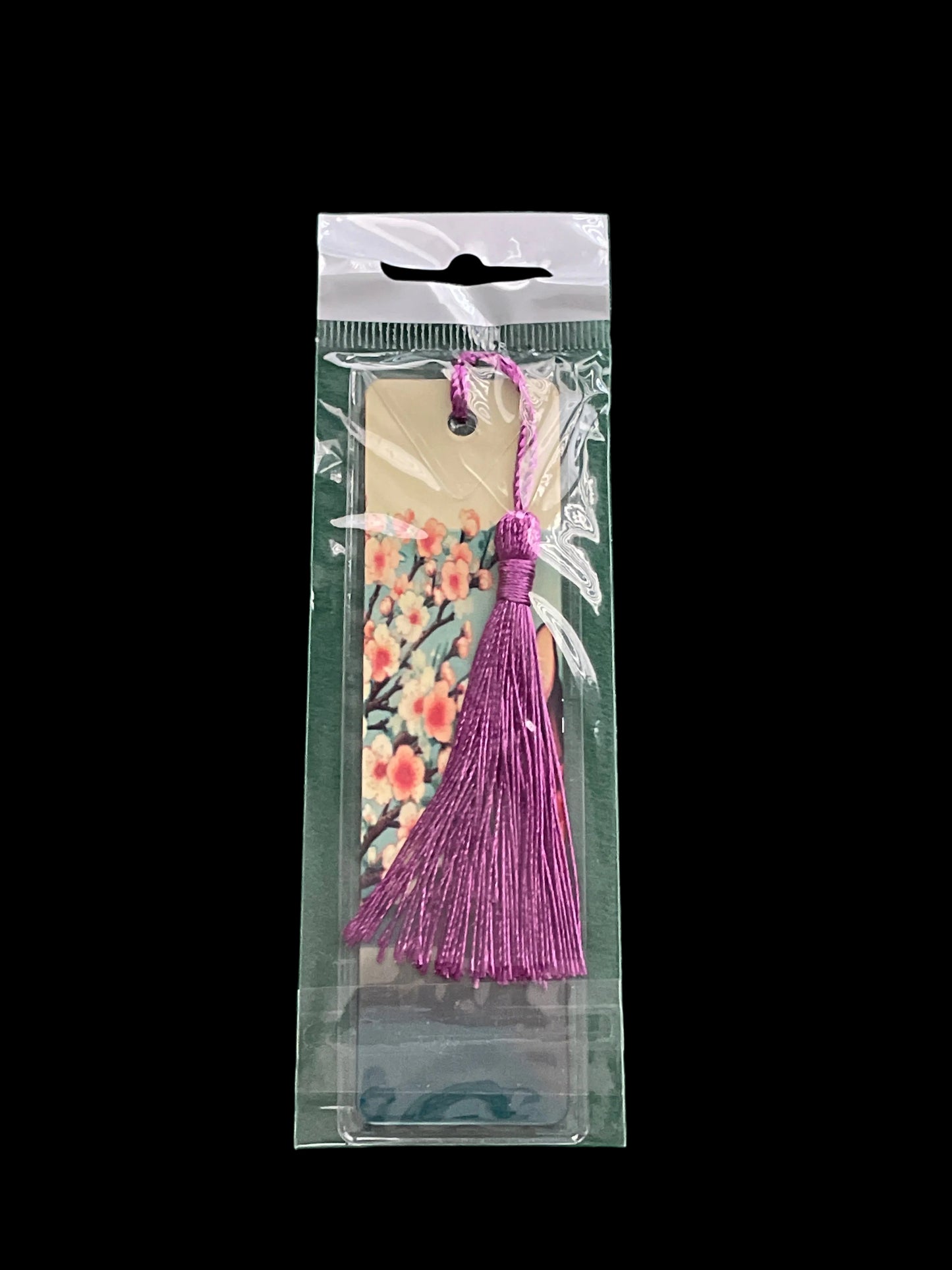 Cat & Flowers Aluminum Bookmark with Purple Tassel