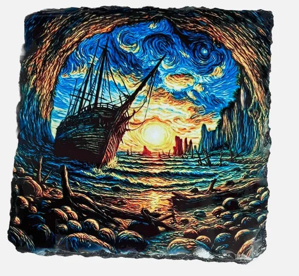 Shipwreck Slate Coasters Set of 2