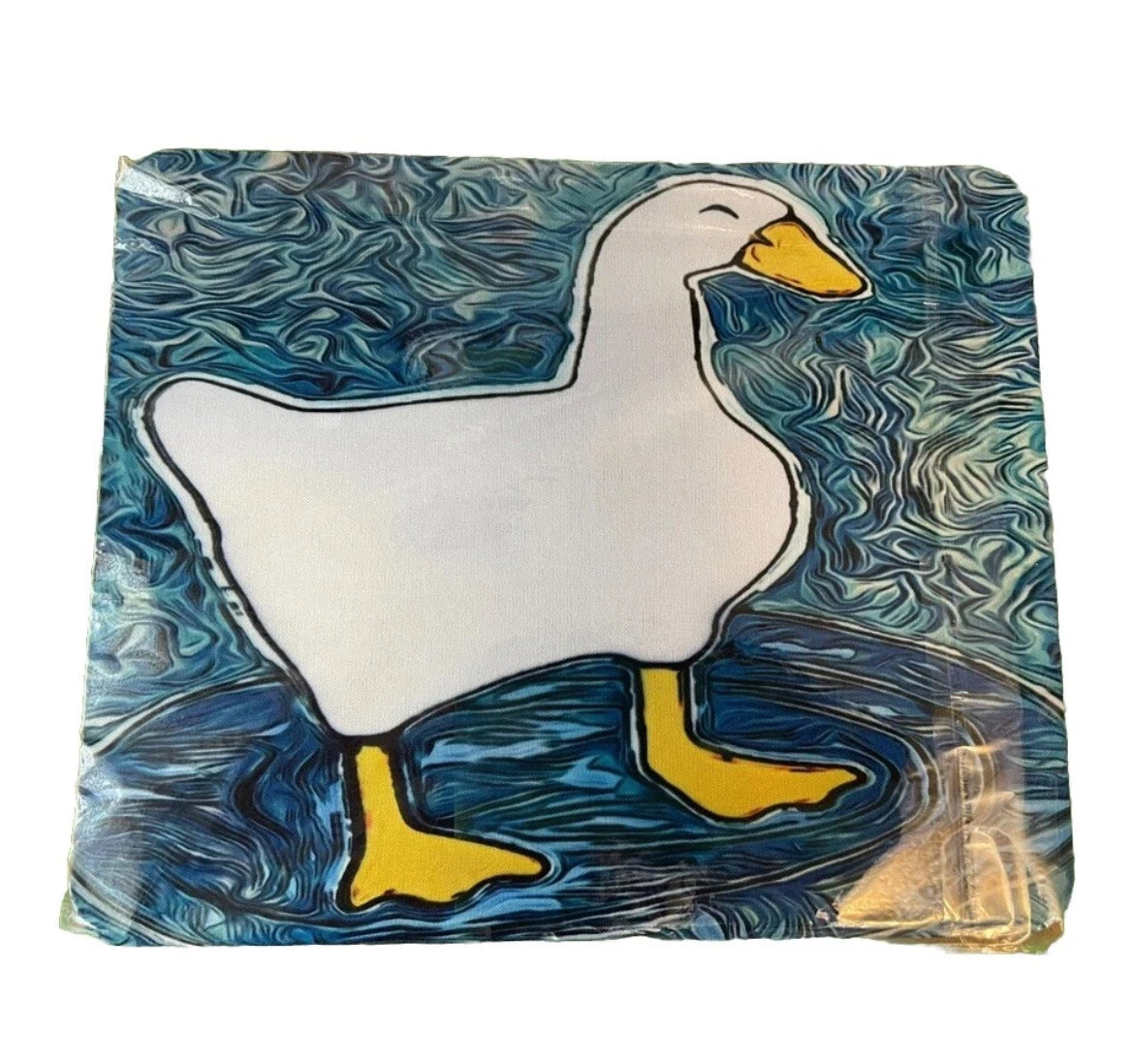 Tapis de souris antidérapant en caoutchouc pour ordinateur portable Motif oie idiote dans une flaque