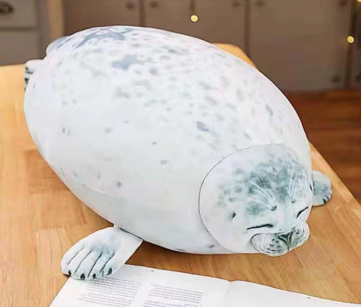 White Chubby Seal Plush Pillow (25 cm)