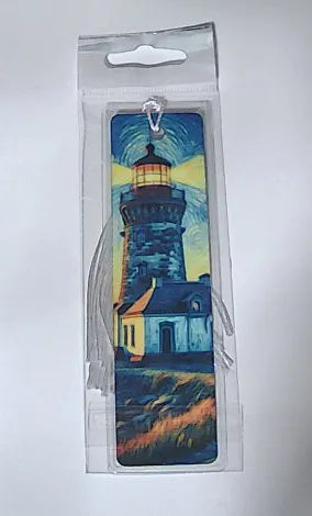 Lighthouse Aluminum Bookmark with White Tassle