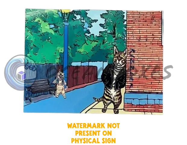 Cat Metal Aluminum Sign 6" x 8"