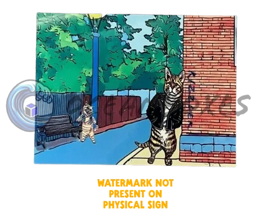 Cat Metal Aluminum Sign 6" x 8"