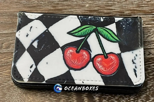 Cherry Checker Flag Card Holder