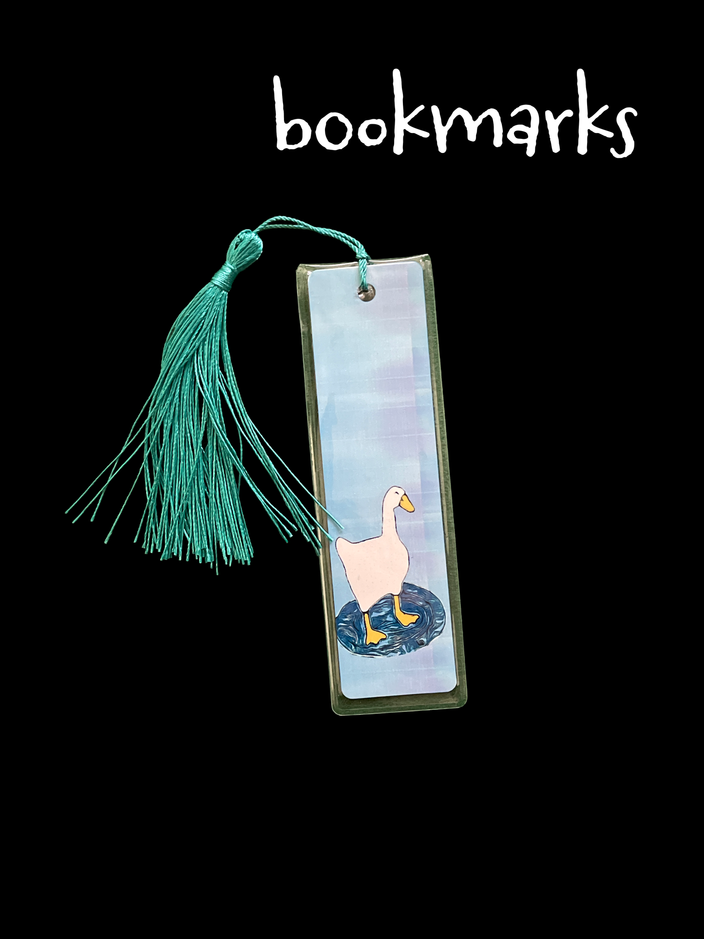 Marque-page en aluminium Blue Goose avec pompon violet