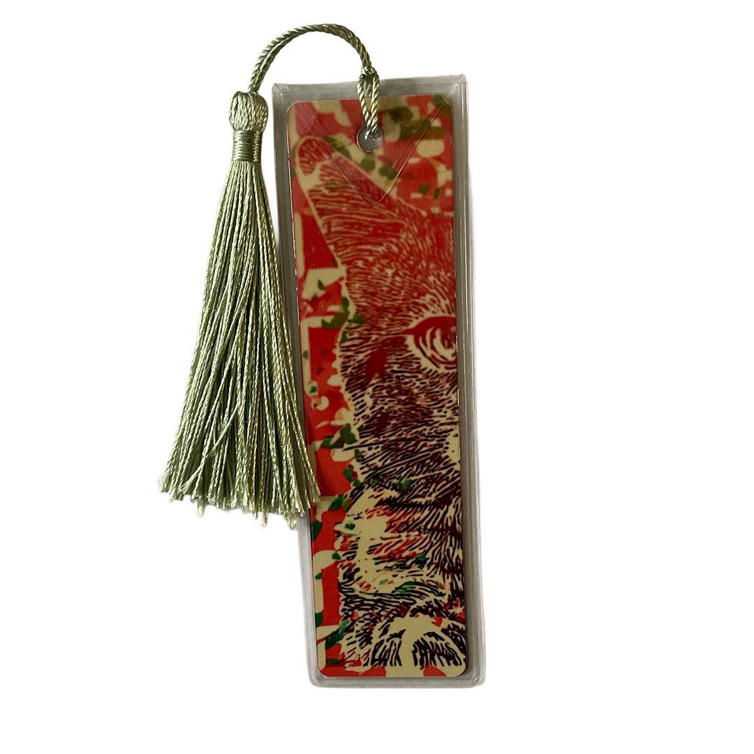 cat face with orange pattern bookmark
