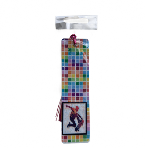 Skater Aluminum Bookmark with Magenta Tassel