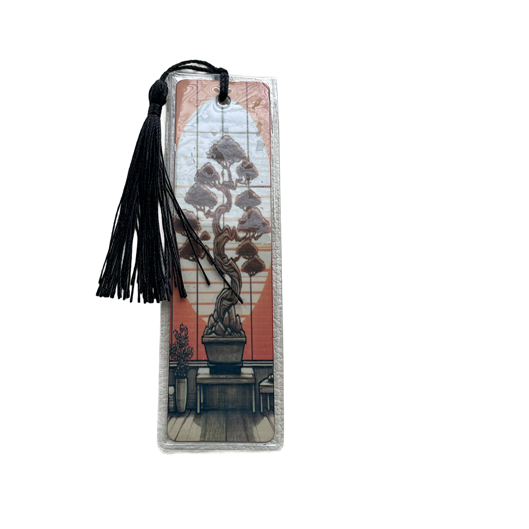 Bonsai Aluminum Bookmark with Black Tassel