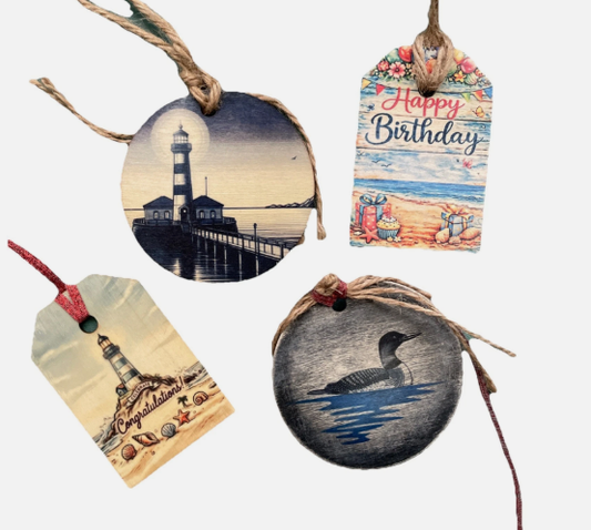 Lot de 4 étiquettes cadeaux en bois