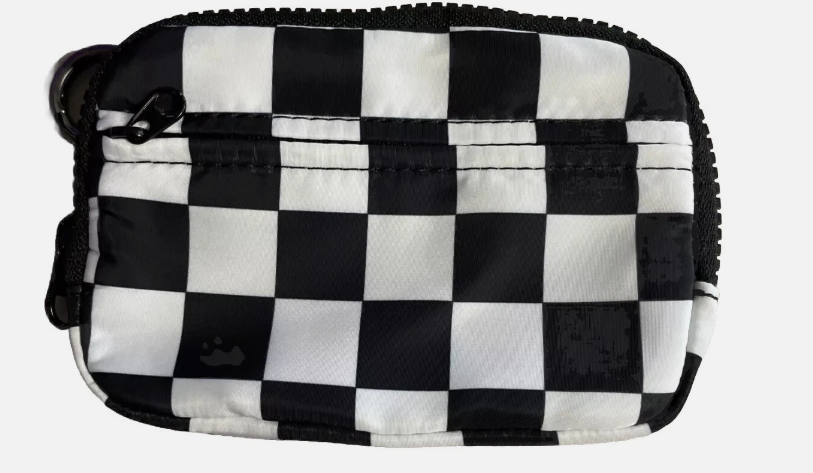 Black Checker Zippered ID Window Wallet