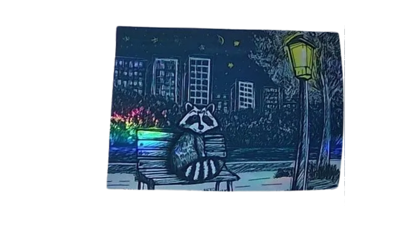 City Raccoon Thin Holographic Magnet 10 cm x 7 cm