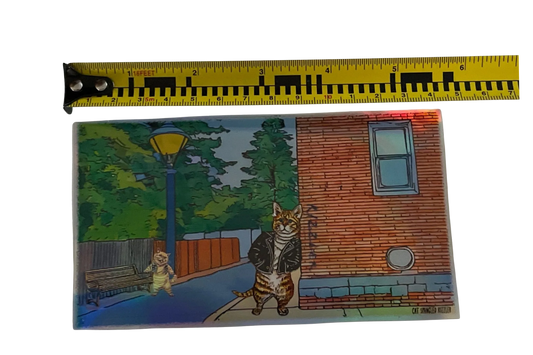 Street Cats Big Thin Magnet with holographic finish 14 cm x 8 cm