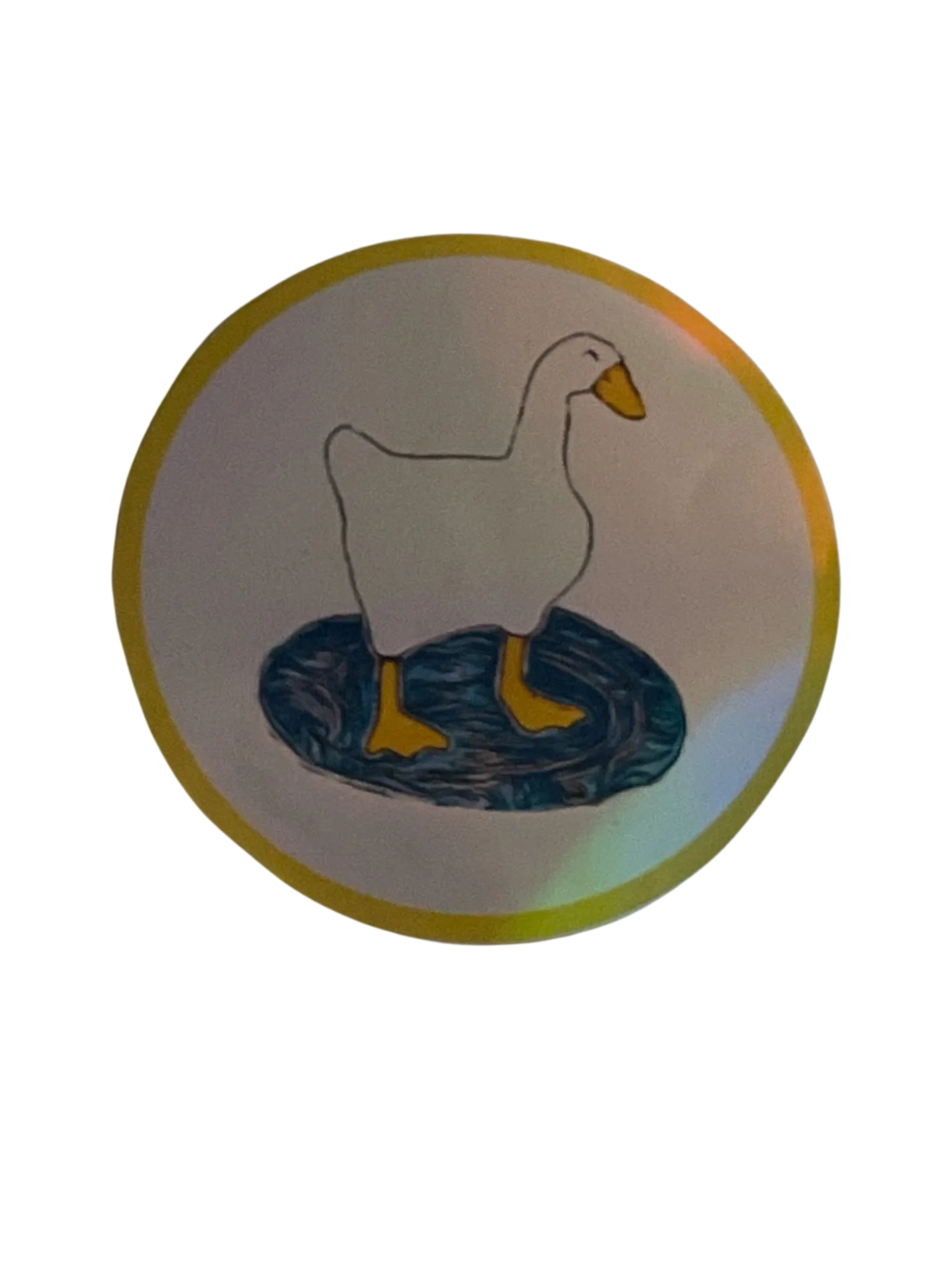 goose magnet of happy goose in puddle of water
