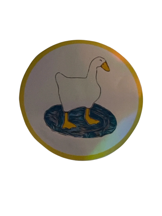 goose magnet of happy goose in puddle of water