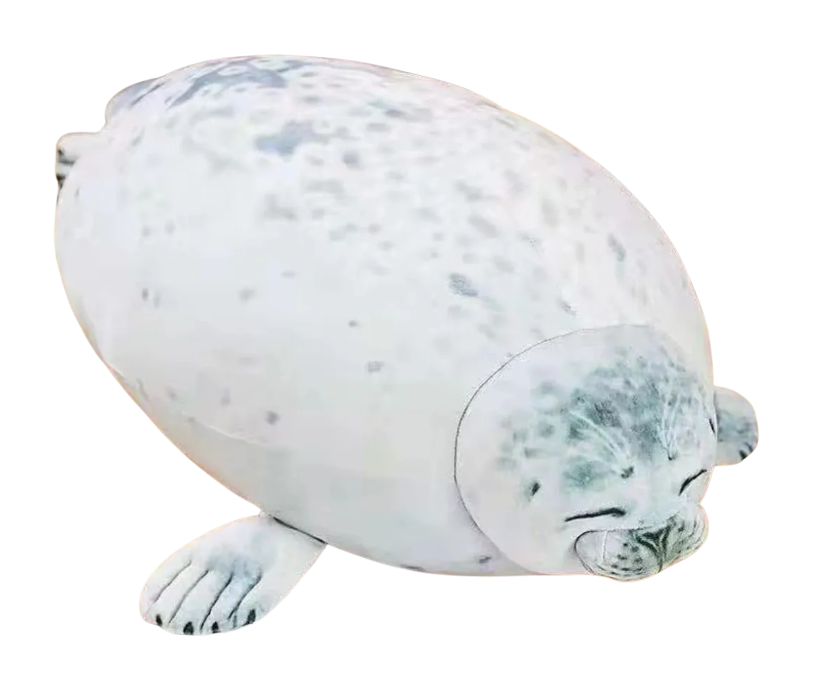 Plush toy of a seal on a white background